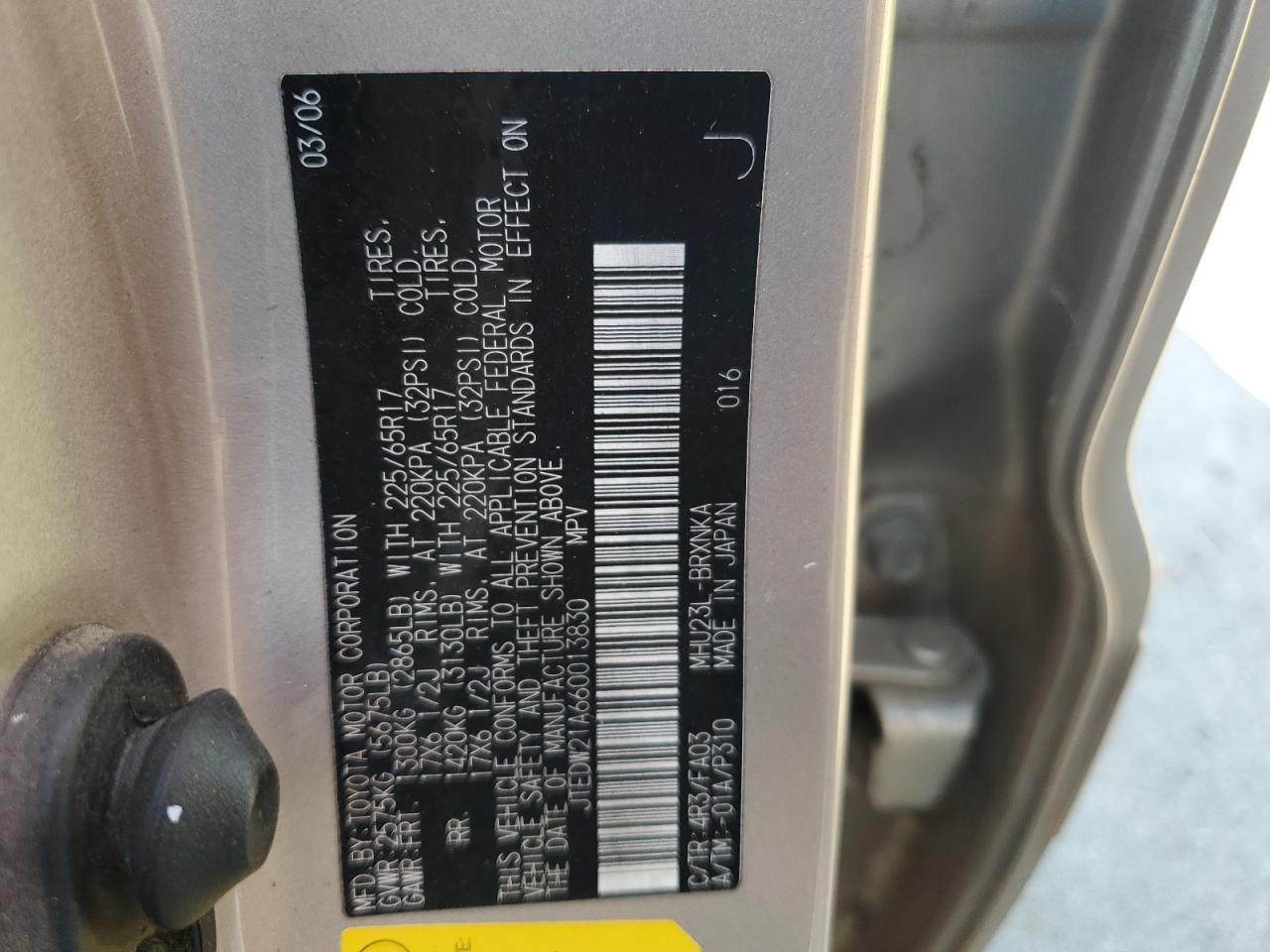 JTEDW21A660013830 2006 Toyota Highlander Hybrid