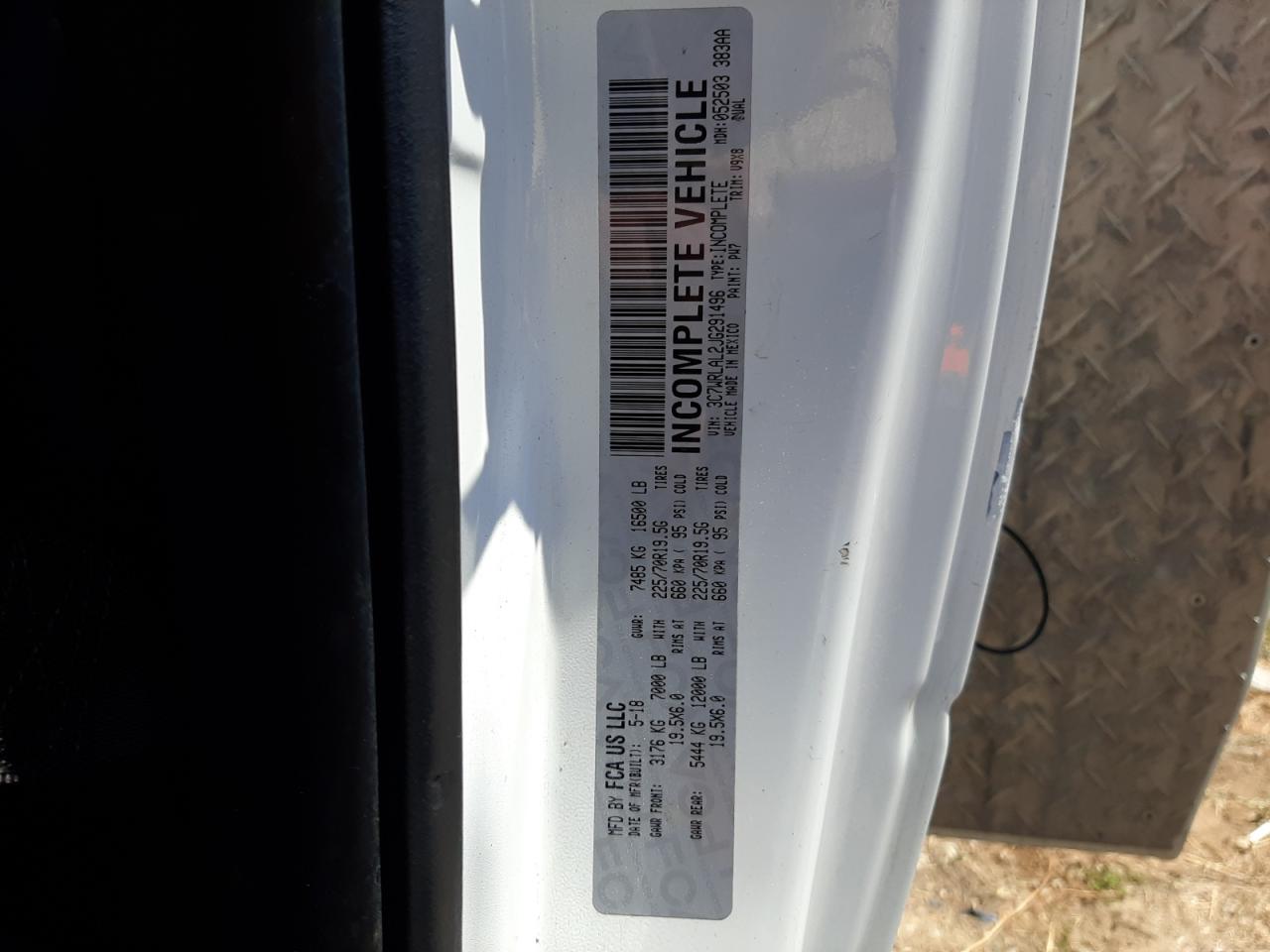 3C7WRLAL2JG291496 2018 Ram 4500