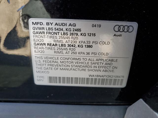 2019 Audi Q5 Premium Plus VIN: WA1BNAFY2K2105475 Lot: 57980444