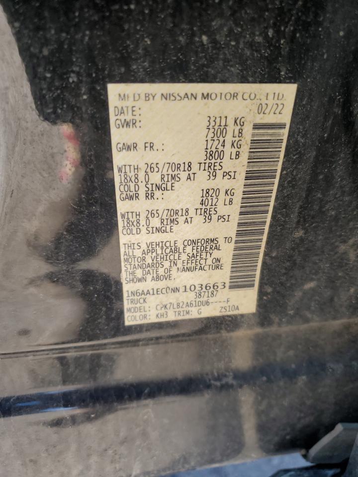 1N6AA1EC0NN103663 2022 Nissan Titan S