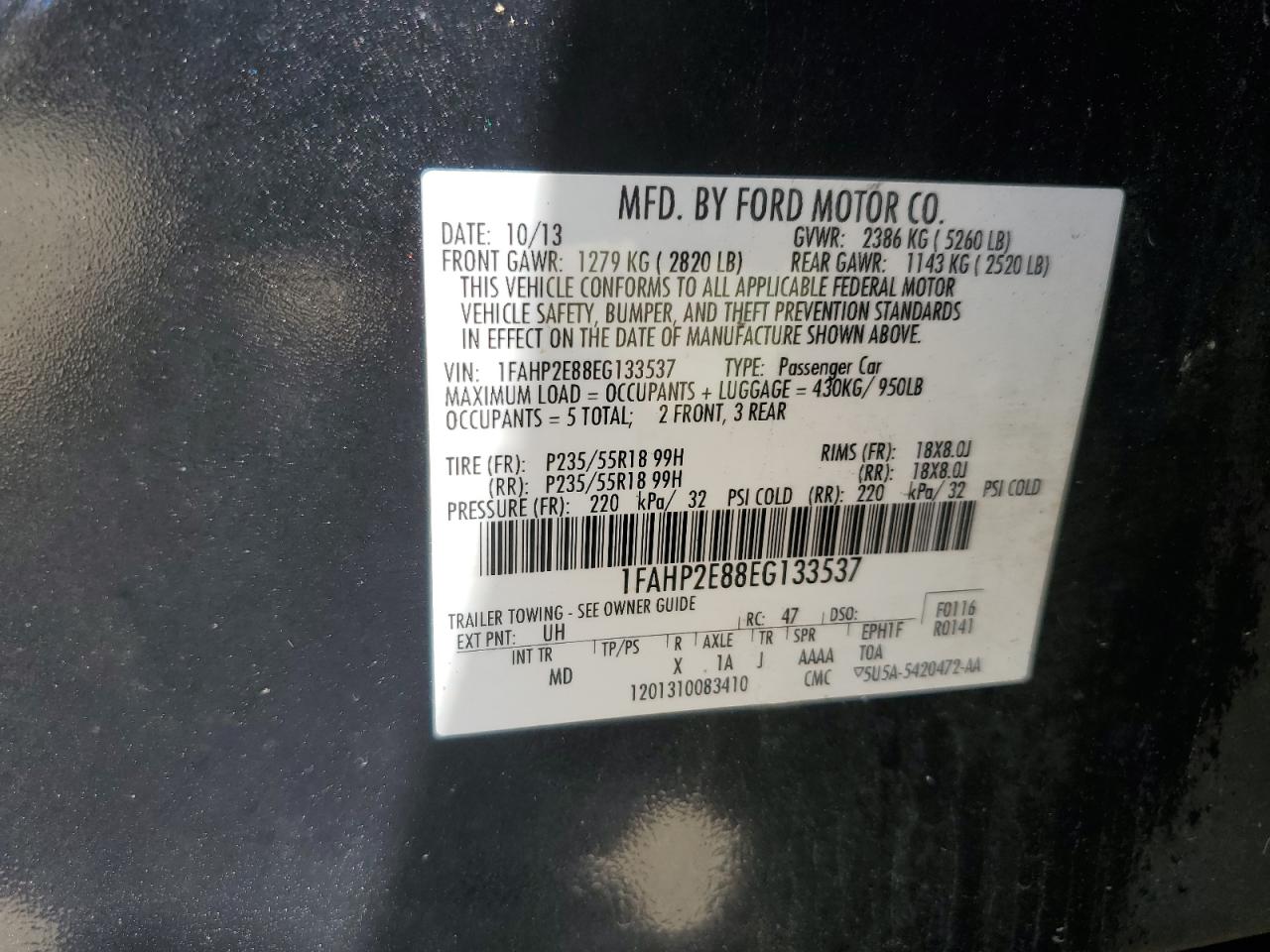 1FAHP2E88EG133537 2014 Ford Taurus Sel