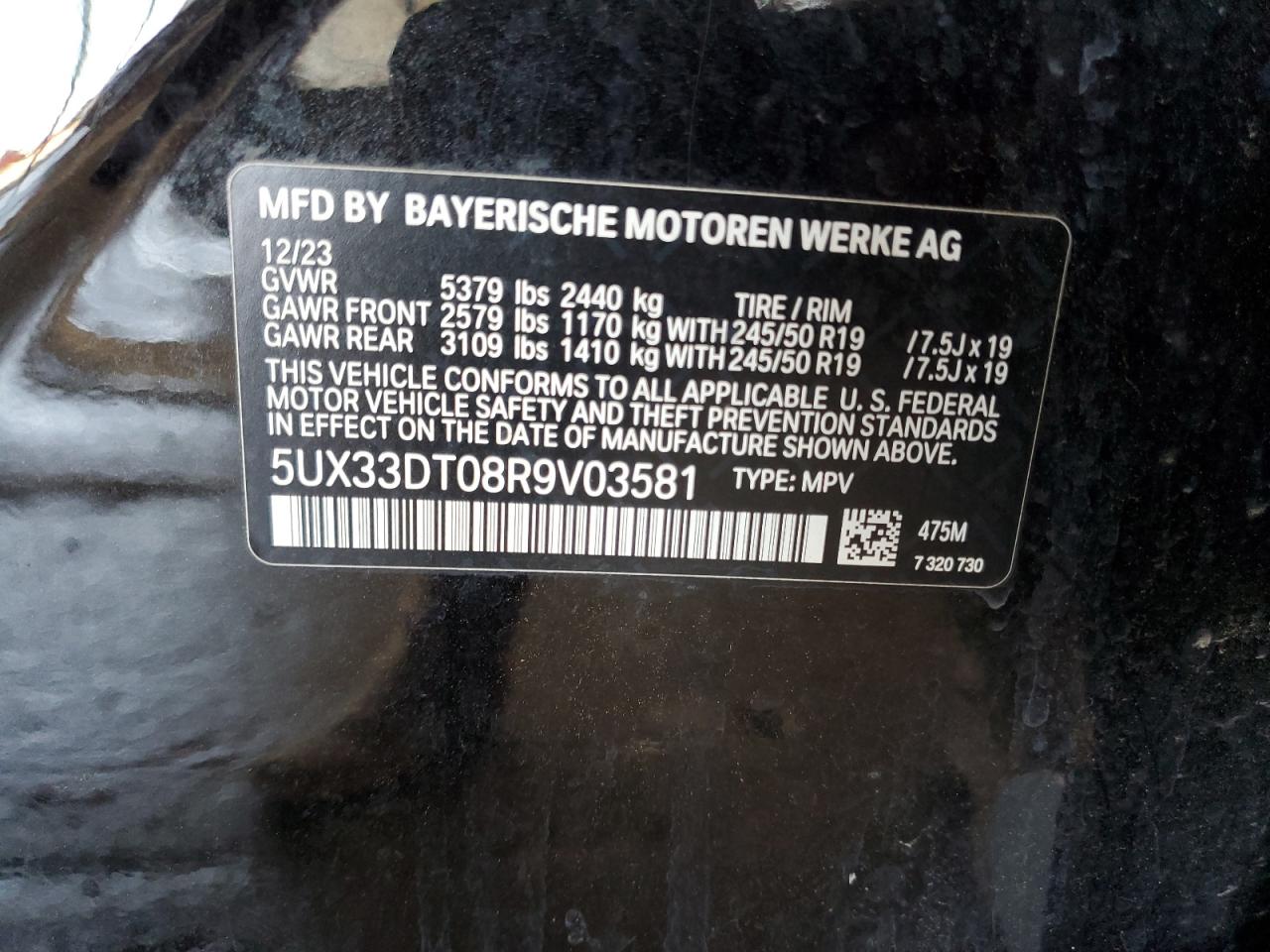 5UX33DT08R9V03581 2024 BMW X4 xDrive30I