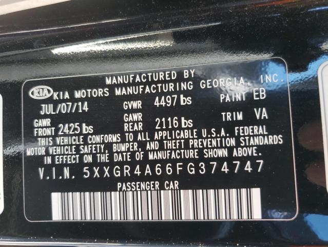 2015 Kia Optima Sx VIN: 5XXGR4A66FG374747 Lot: 57029104