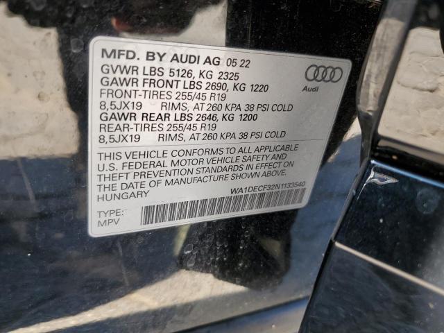 2022 Audi Q3 Premium S Line 45 VIN: WA1DECF32N1133540 Lot: 58303584