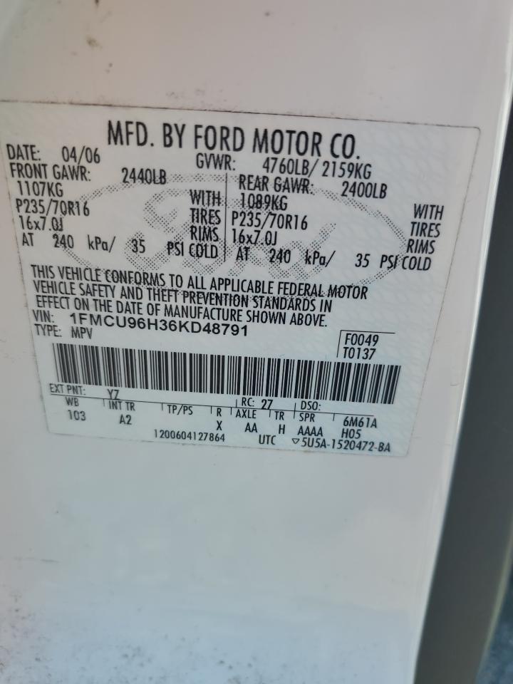 1FMCU96H36KD48791 2006 Ford Escape Hev