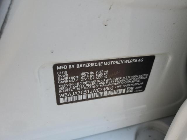 2018 BMW 530 Xi VIN: WBAJA7C51JWC74663 Lot: 59037674