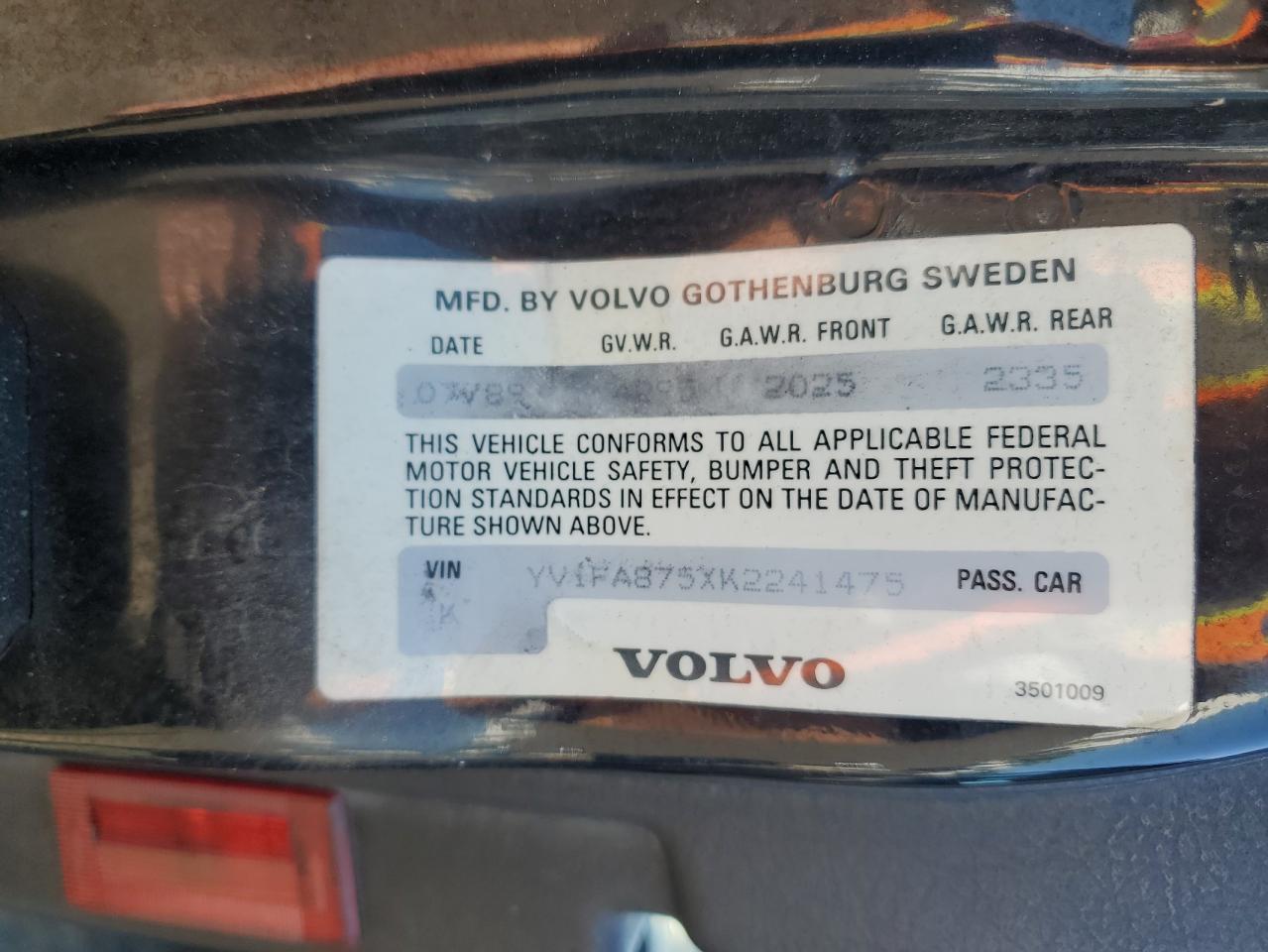 YV1FA875XK2241475 1989 Volvo 740