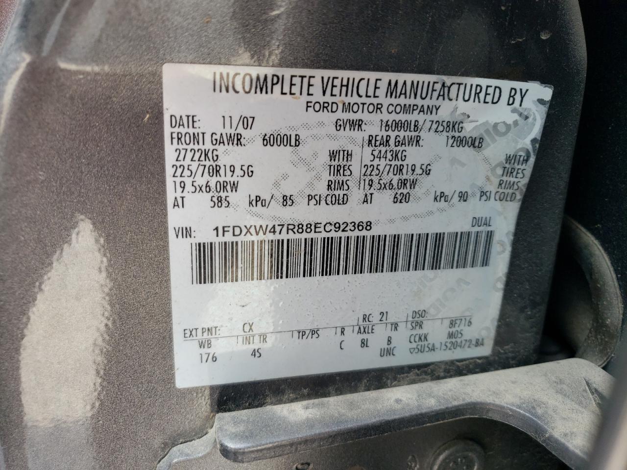 1FDXW47R88EC92368 2008 Ford F450 Super Duty