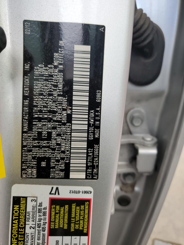 4T3ZK3BB6CU048829 2012 Toyota Venza Le