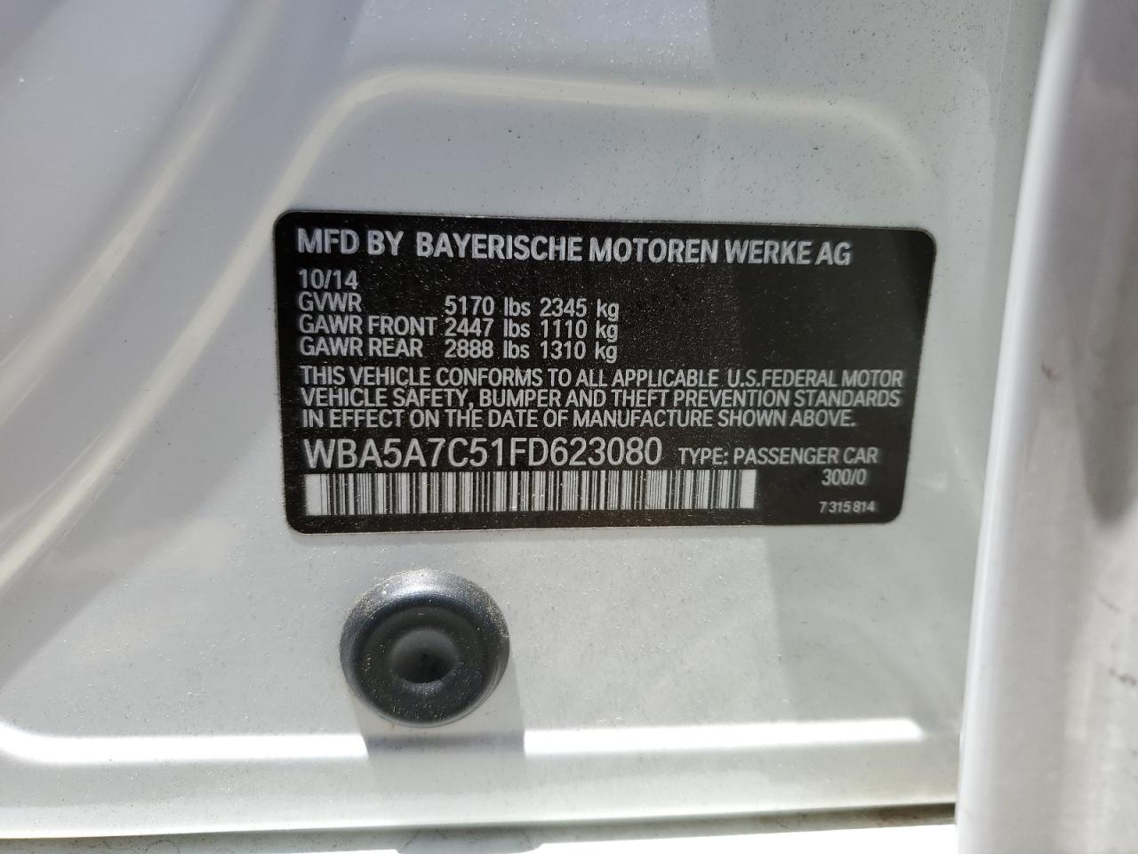 WBA5A7C51FD623080 2015 BMW 528 Xi