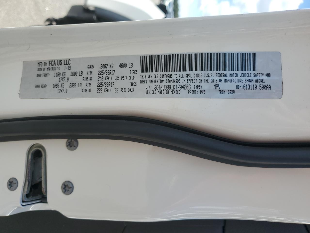 3C4NJDBB1KT704206 2019 Jeep Compass Latitude