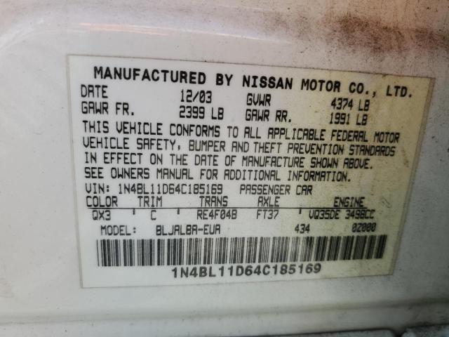 2004 Nissan Altima Se VIN: 1N4BL11D64C185169 Lot: 60524294