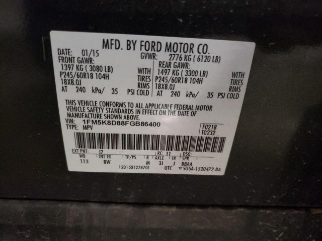 2015 Ford Explorer Xlt VIN: 1FM5K8D88FGB86400 Lot: 57931184