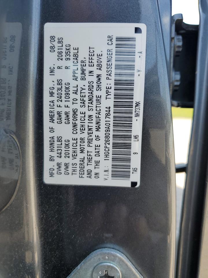 1HGCP26809A017844 2009 Honda Accord Exl