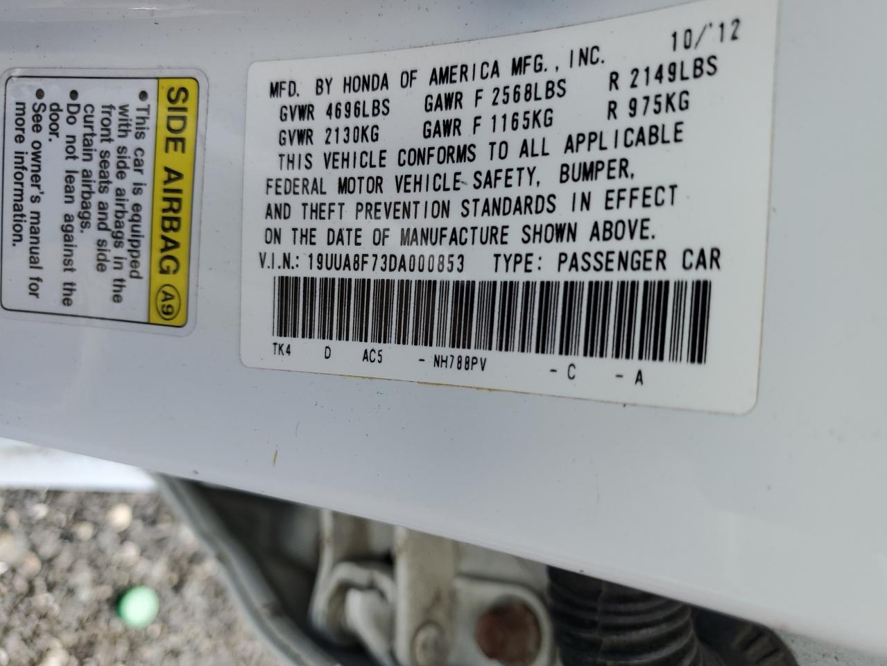 19UUA8F73DA000853 2013 Acura Tl Advance