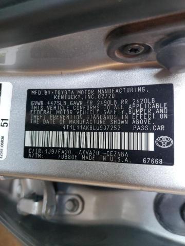 VIN 4T1L11AK8LU937252 2020 Toyota Camry, LE no.12