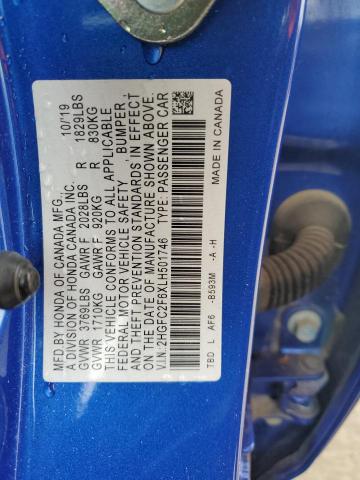 2020 Honda Civic Lx VIN: 2HGFC2F6XLH501746 Lot: 58900954