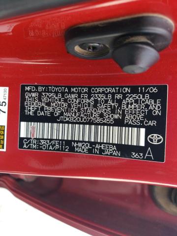 2007 Toyota Prius VIN: JTDKB20U077585455 Lot: 59263514