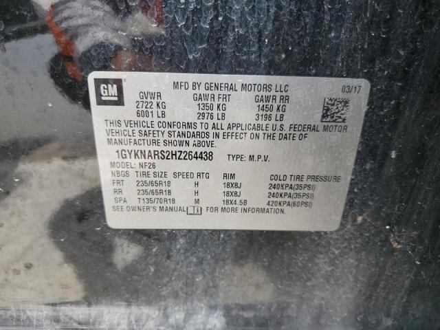 2017 Cadillac Xt5 VIN: 1GYKNARS2HZ264438 Lot: 59909974