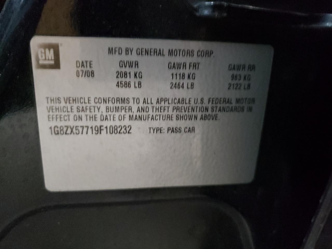 1G8ZX57719F108232 2009 Saturn Aura Xr