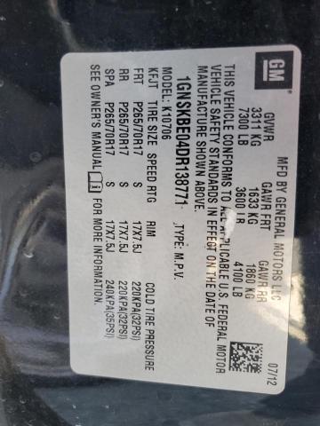 2013 Chevrolet Tahoe K1500 Lt VIN: 1GNSKBE04DR138771 Lot: 57442654