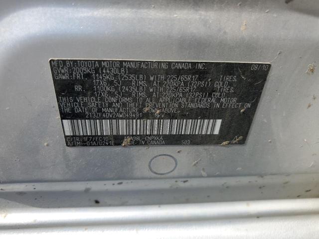 2010 Toyota Rav4 VIN: 2T3ZF4DV2AW049491 Lot: 60730044