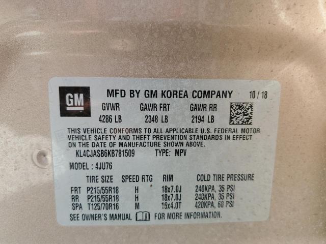 2019 Buick Encore Preferred VIN: KL4CJASB6KB781509 Lot: 59203574