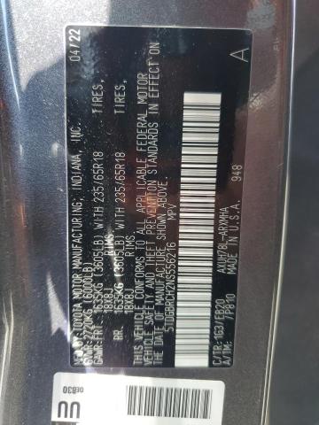 2022 Toyota Highlander Hybrid Xle VIN: 5TDGBRCH2NS556216 Lot: 58755754