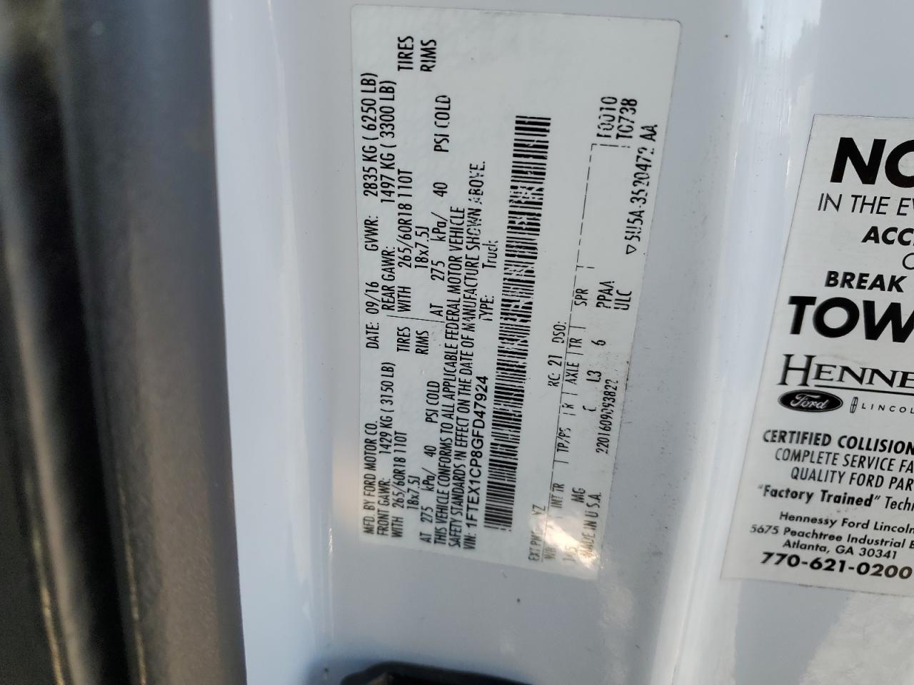 1FTEX1CP8GFD47924 2016 Ford F150 Super Cab