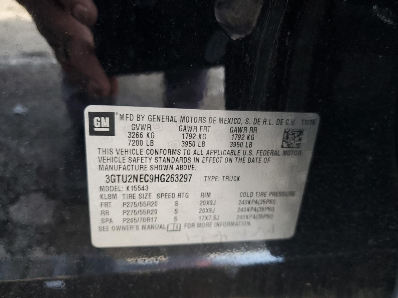 3GTU2NEC9HG263297 2017 GMC Sierra K1500 Slt