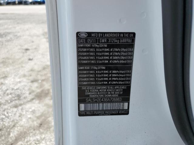 2011 Land Rover Range Rover Sport Sc VIN: SALSH2E43BA706863 Lot: 59472934