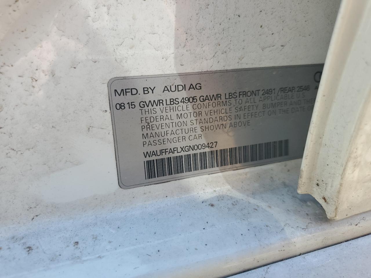 WAUFFAFLXGN009427 2016 Audi A4 Premium Plus S-Line