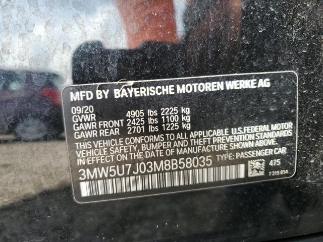 2021 BMW M340I VIN: 3MW5U7J03M8B58035 Lot: 59938964