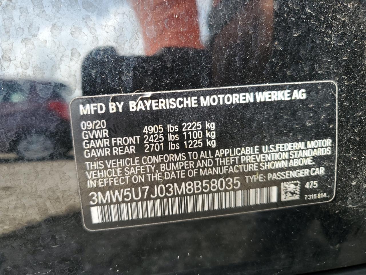 3MW5U7J03M8B58035 2021 BMW M340I