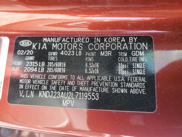 2020 Kia Soul Lx VIN: KNDJ23AU2L7119553 Lot: 59910224