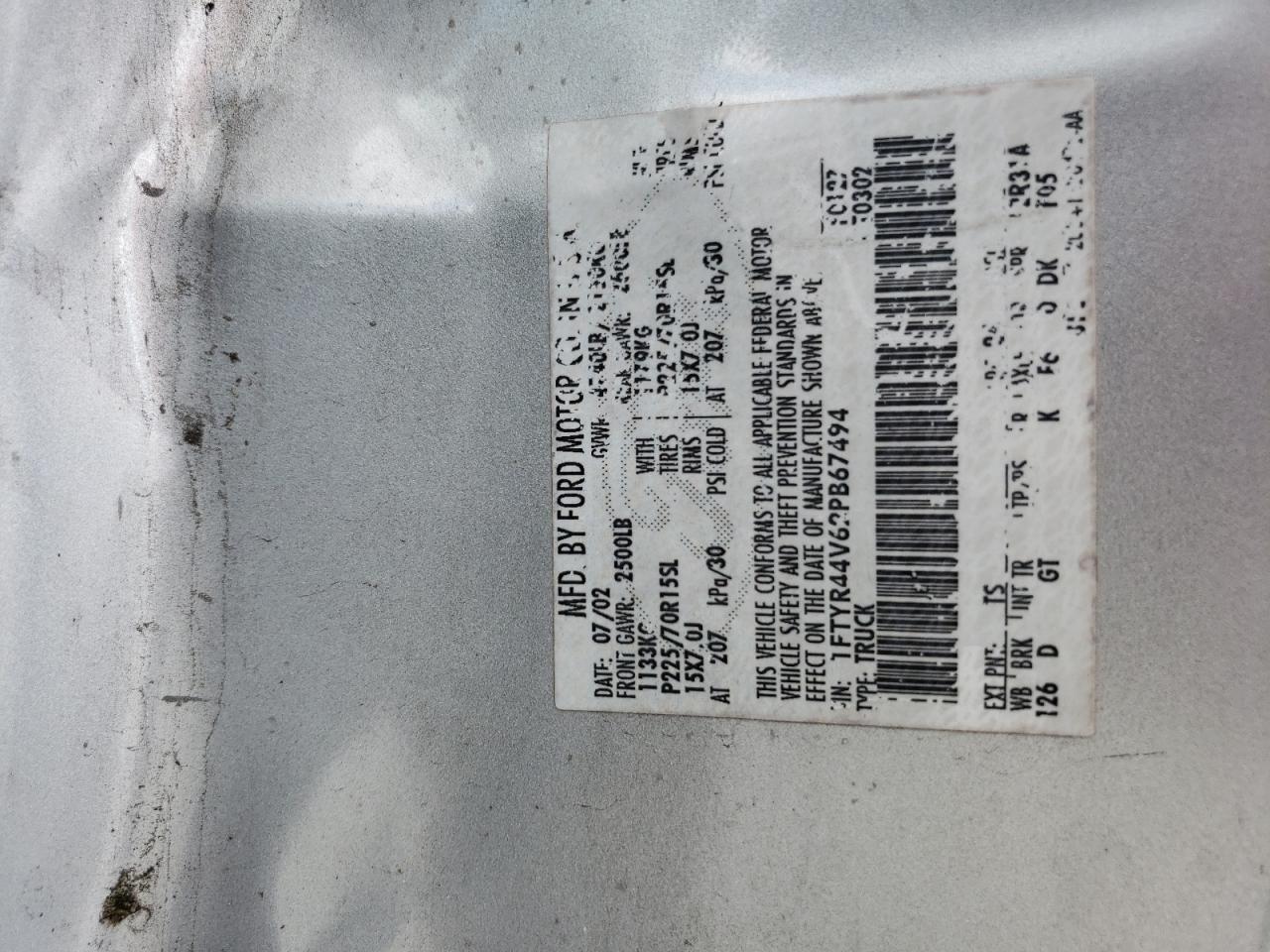 1FTYR44V62PB67494 2002 Ford Ranger Super Cab