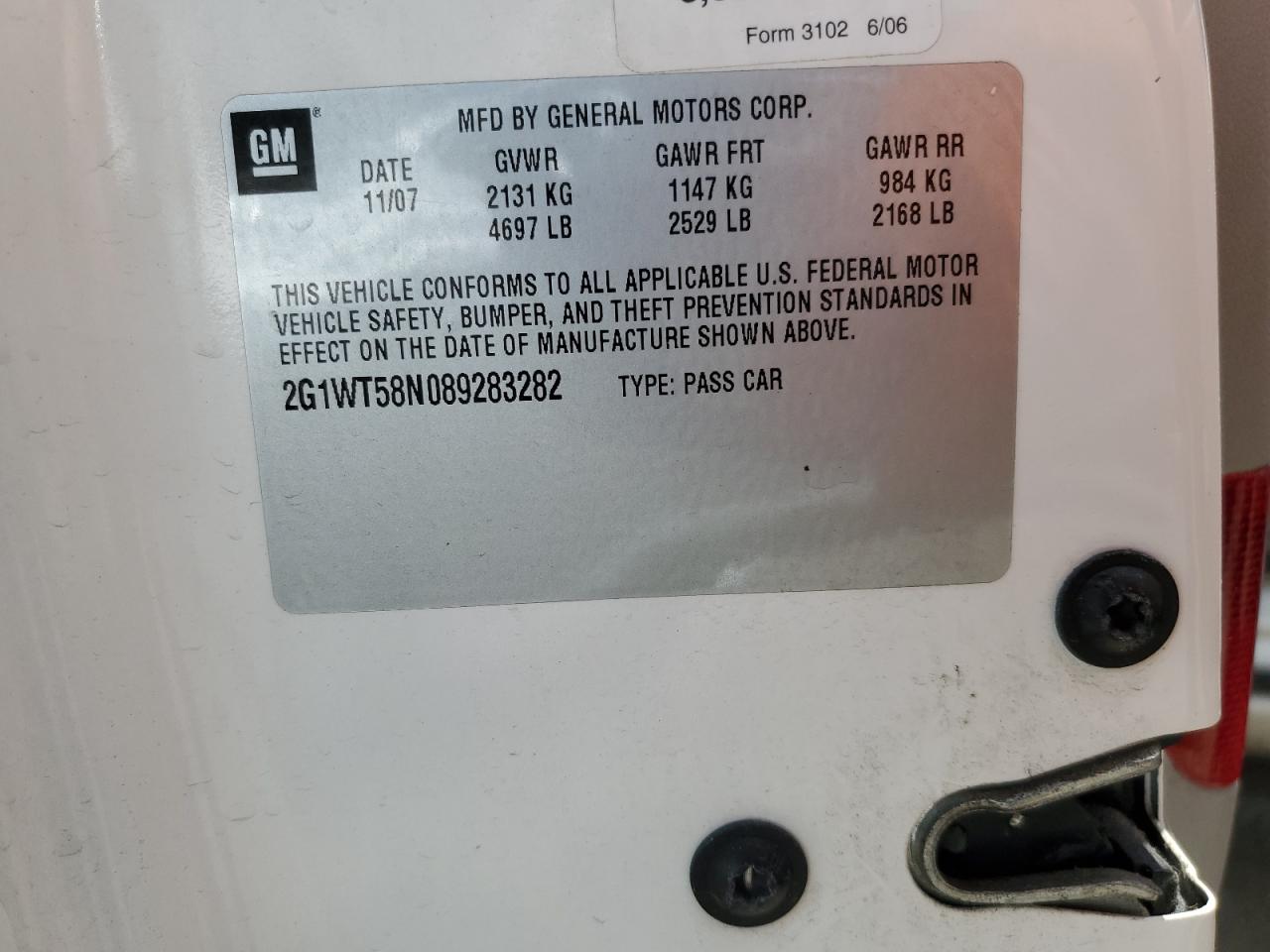 2G1WT58N089283282 2008 Chevrolet Impala Lt