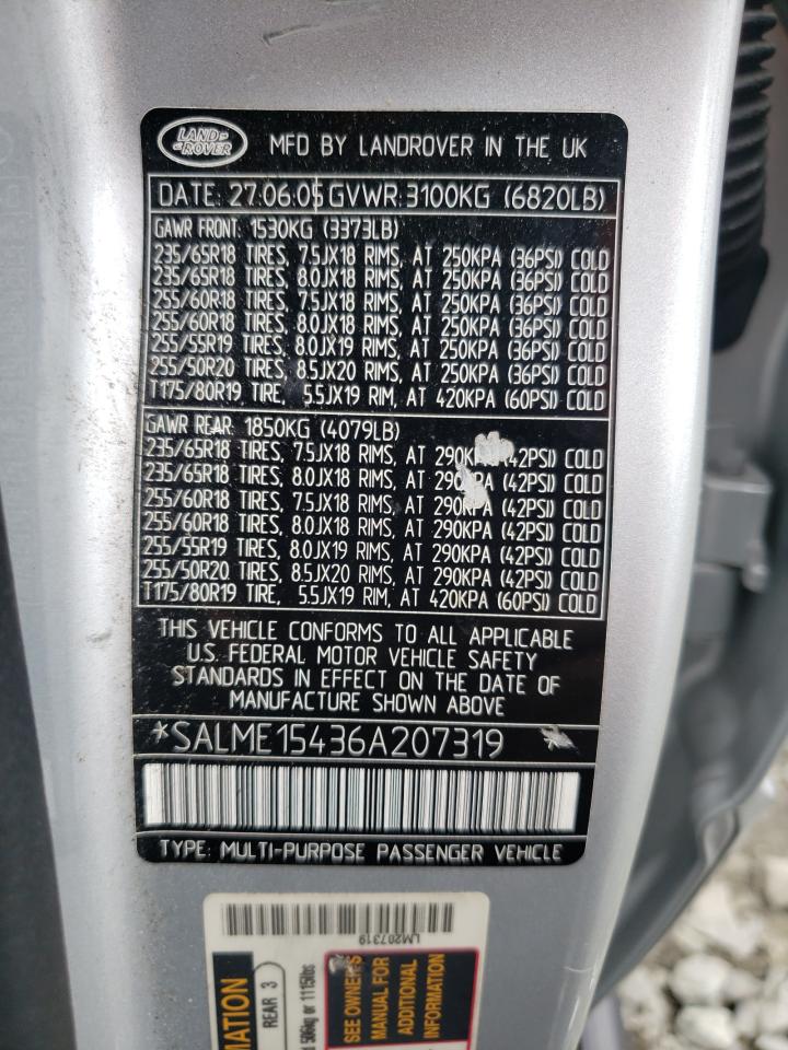 SALME15436A207319 2006 Land Rover Range Rover Hse