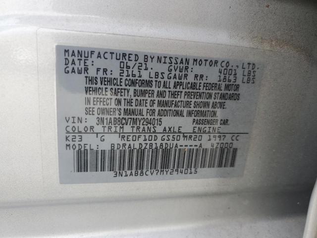 2021 Nissan Sentra Sv VIN: 3N1AB8CV7MY294015 Lot: 59710064