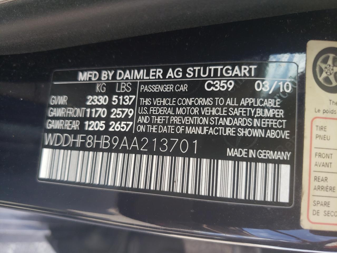 WDDHF8HB9AA213701 2010 Mercedes-Benz E 350 4Matic