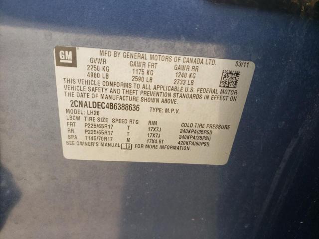 2CNALDEC4B6388636 2011 Chevrolet Equinox Lt