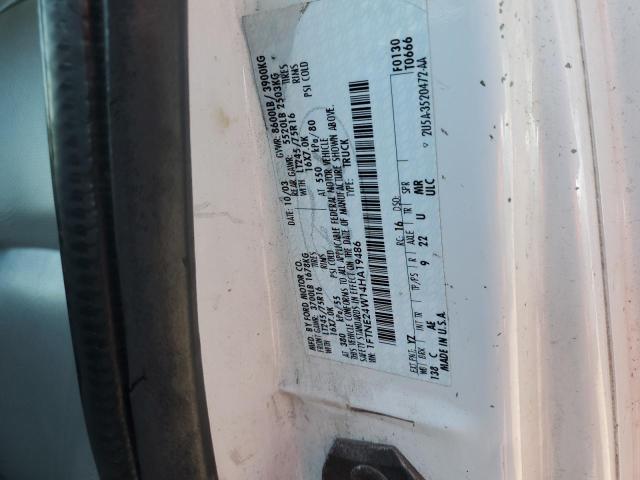 2004 Ford Econoline E250 Van VIN: 1FTNE24W14HA19486 Lot: 58485634