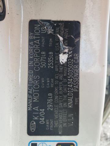 2004 Kia Amanti VIN: KNALD124345035032 Lot: 59891434