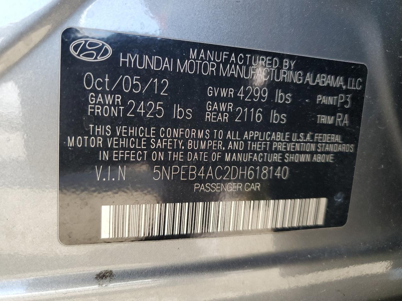 Lot #2774176356 2013 HYUNDAI SONATA GLS