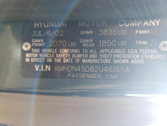 2002 Hyundai Elantra Gls VIN: KMHDN45D82U461654 Lot: 60654224