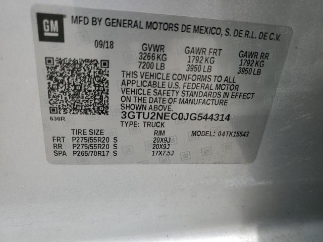 3GTU2NEC0JG544314 2018 GMC Sierra K1500 Slt