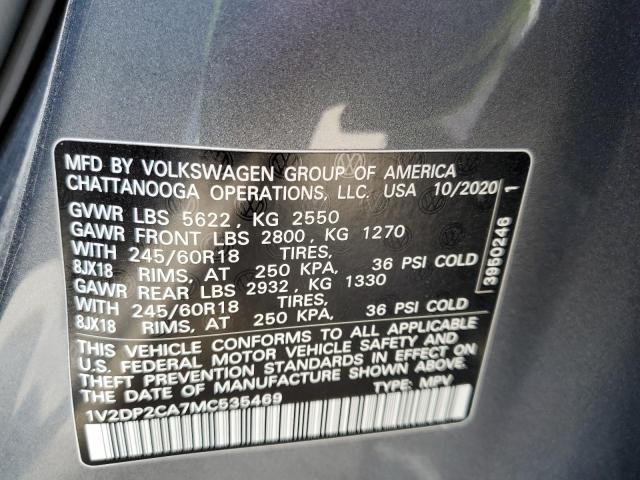 2021 Volkswagen Atlas Se VIN: 1V2DP2CA7MC535469 Lot: 57375704