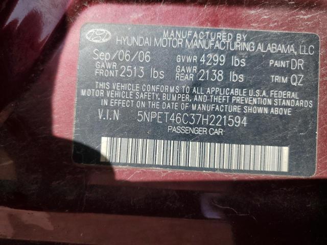 2007 Hyundai Sonata Gls VIN: 5NPET46C37H221594 Lot: 57835674