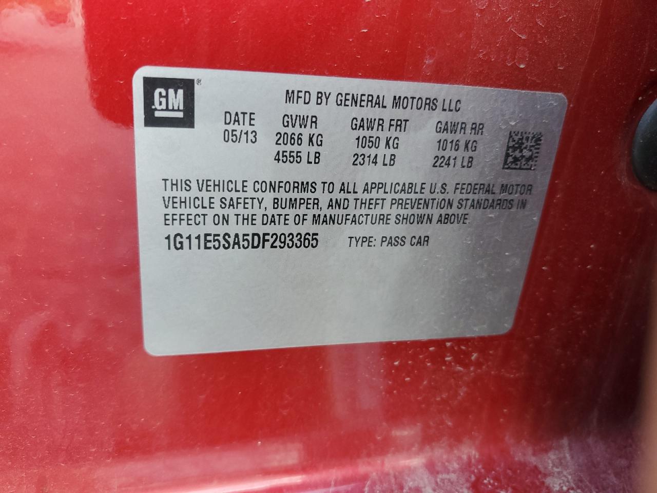 1G11E5SA5DF293365 2013 Chevrolet Malibu 2Lt