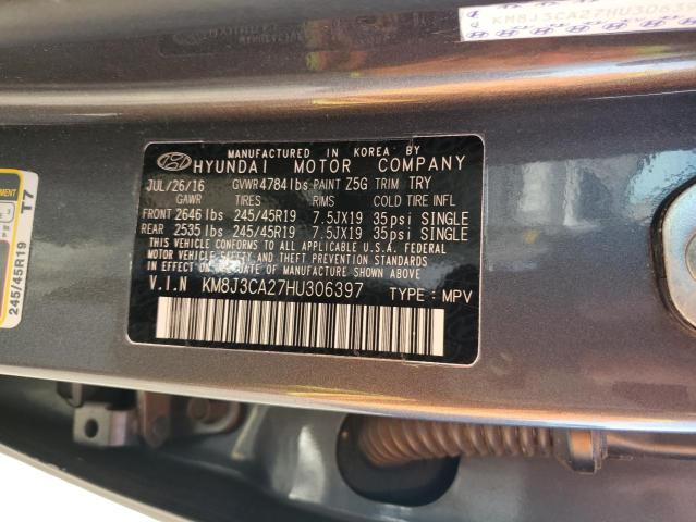 2017 Hyundai Tucson Limited VIN: KM8J3CA27HU306397 Lot: 57639764